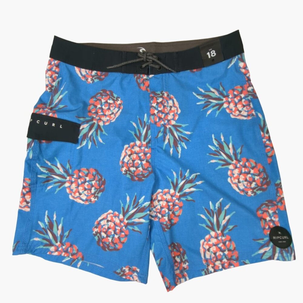 Rip Curl Boys 18 Caicos Pineapple Print Blue Boardshorts 31" Waist New